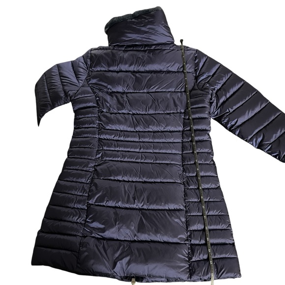 SAVE THE DUCK Down Puffer Teddy Fur Collar Blue Jacket Girls Size 10 - Picture 9 of 9